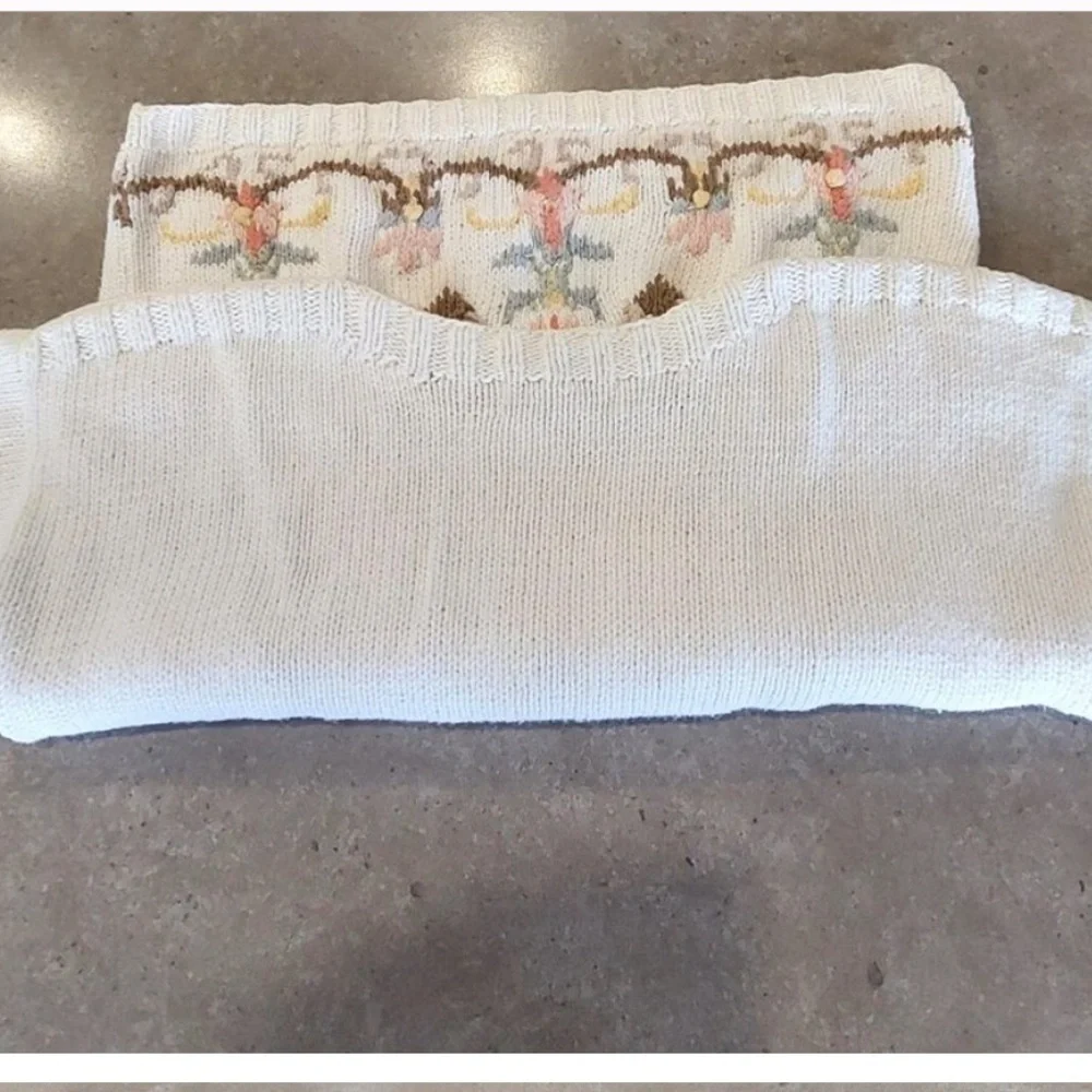VINTAGE JENNIFER REED Hand Knitted -Embroidered-Floral Sweater -EUC-SZ S 🌸-😍 - Picture 12 of 16